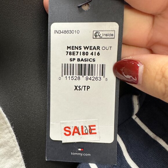 NWT! Tommy Hilfiger Men’s Stripe Polo Short In Navy/White Size XS/S/M/L - Picture 6 of 6